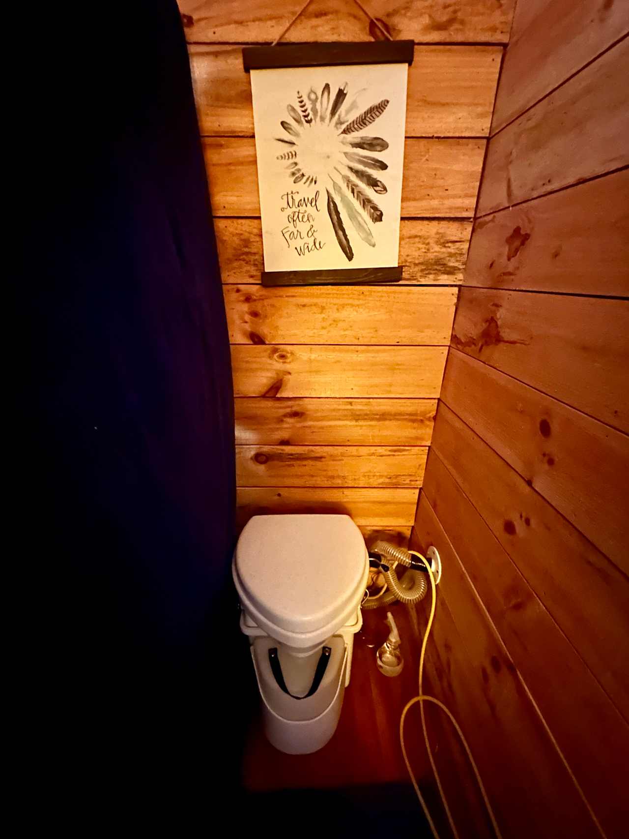 There is a Nature's Head Compostable Toilet inside the cabin, as well as a rough, but useable outhouse located between the cabin and firepit.