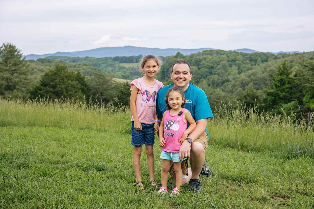 Levi and two of his daughters. It was the younger one's birthday! (along with her twin)