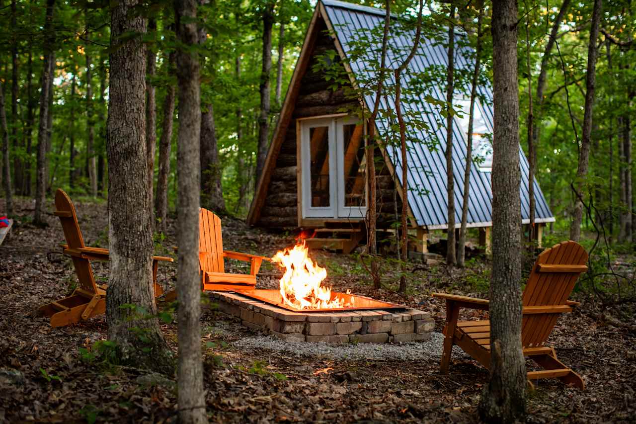 Tiny off grid A frame in the woods