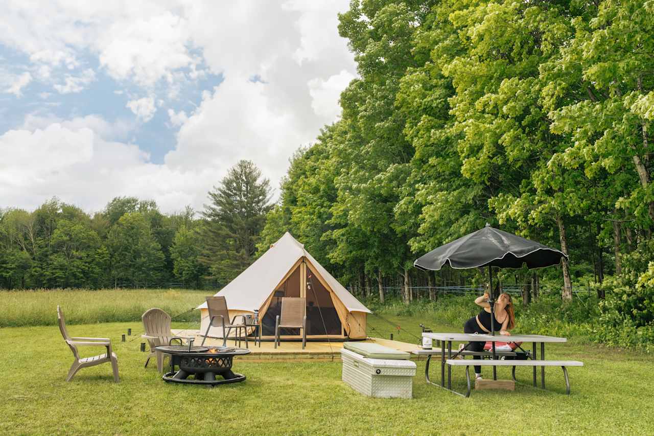 The Regatta 360 bell tent. Aka the best bell tent in Vermont! 