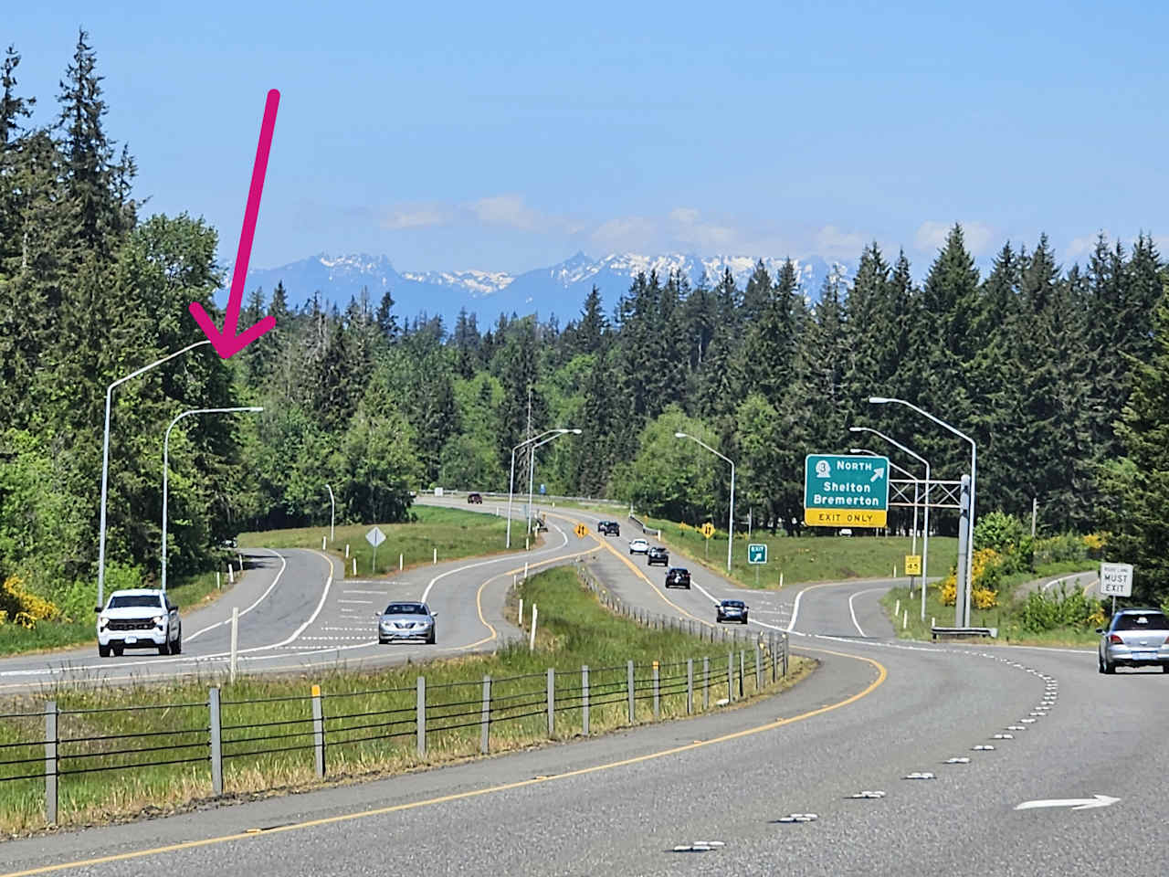 Easy access on/off US 101 at SR 3 in Shelton.  We are the first private property off the west end of the interchange.