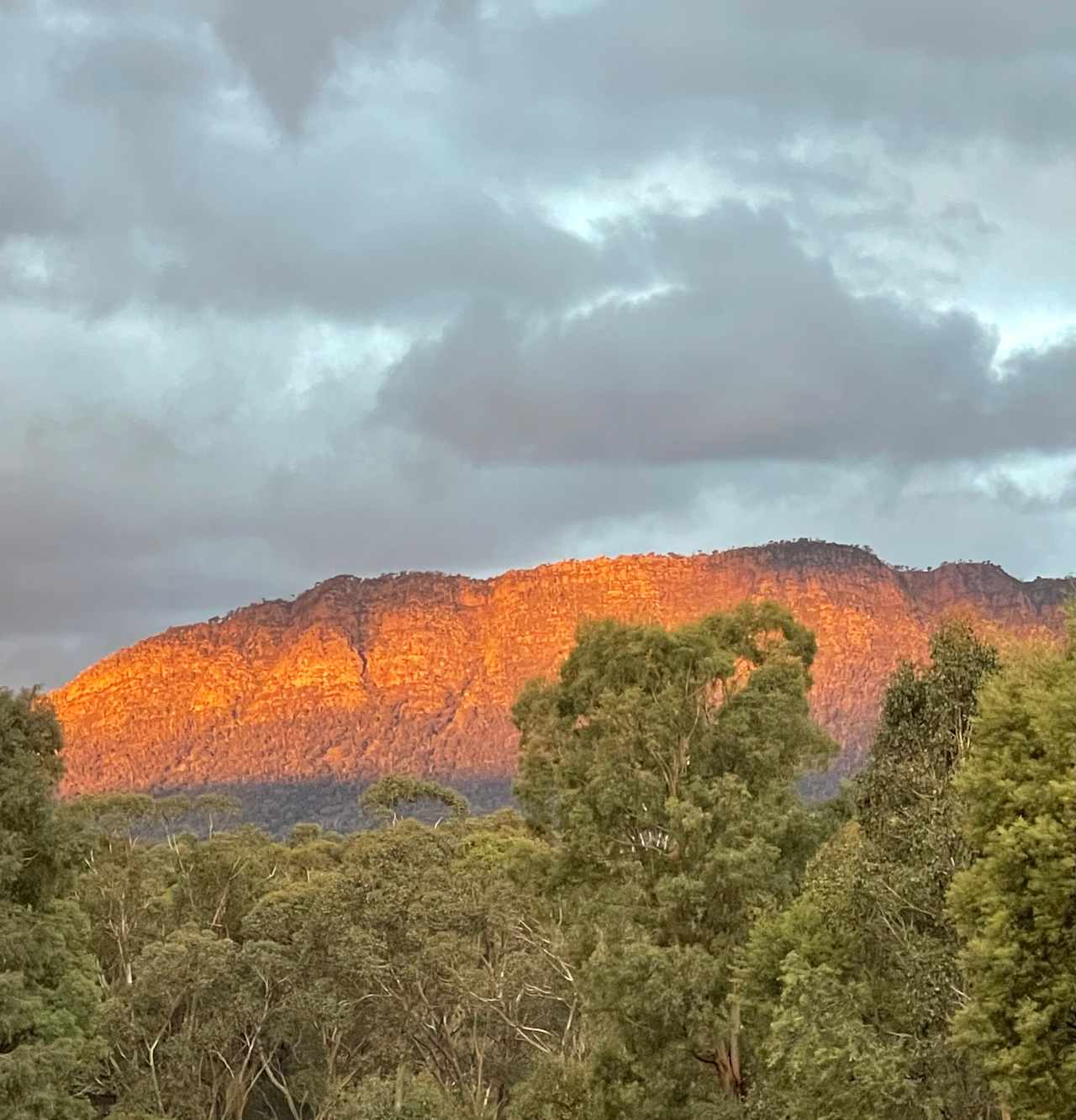 Sun setting on the cathedral ranges. 