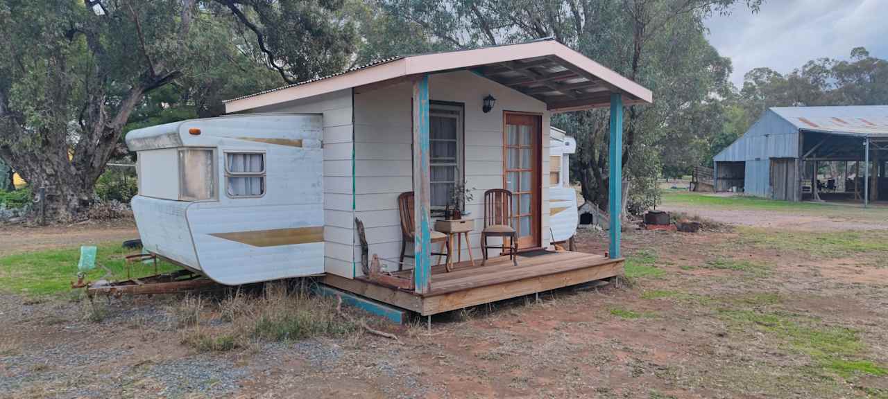 Caravan with Queen bed and fold out bed.