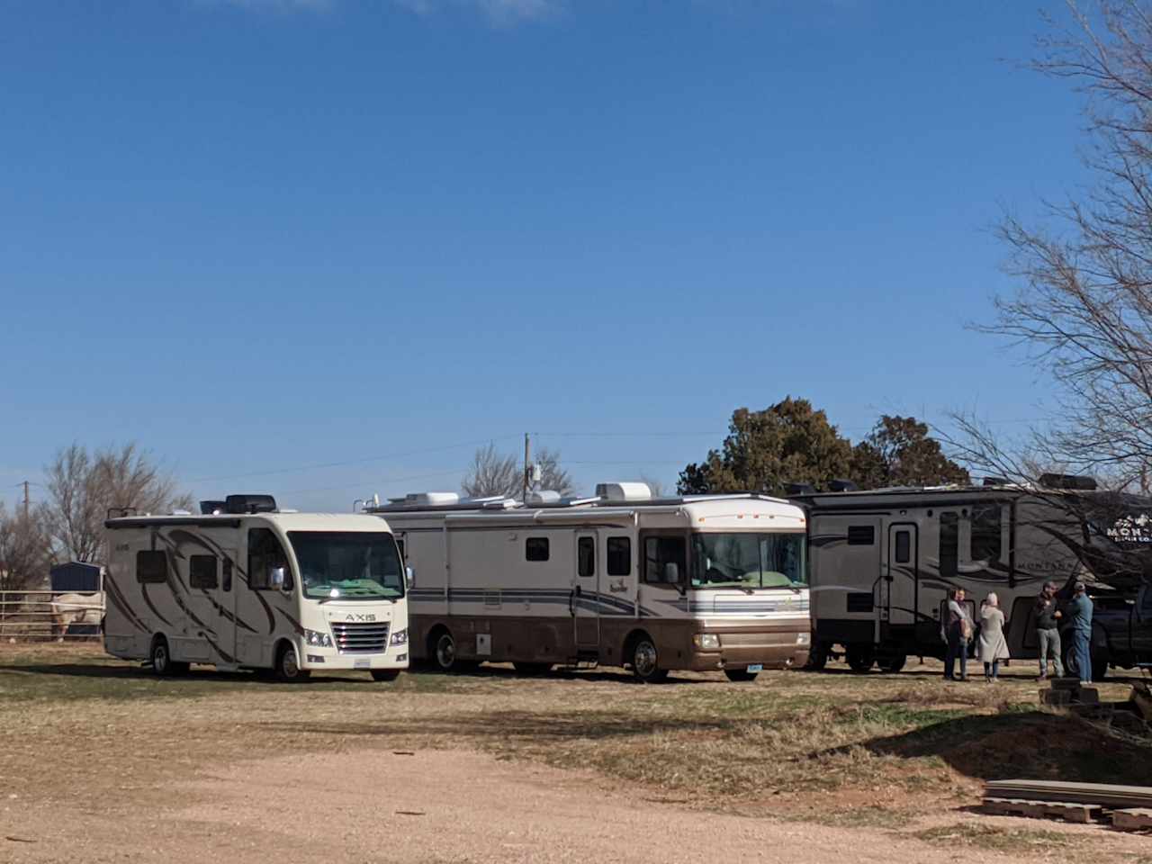 This is the site when we have had three larger units staying here.  These three chose to park pretty close to each other but there is enough space in the area for you to leave more room between units.