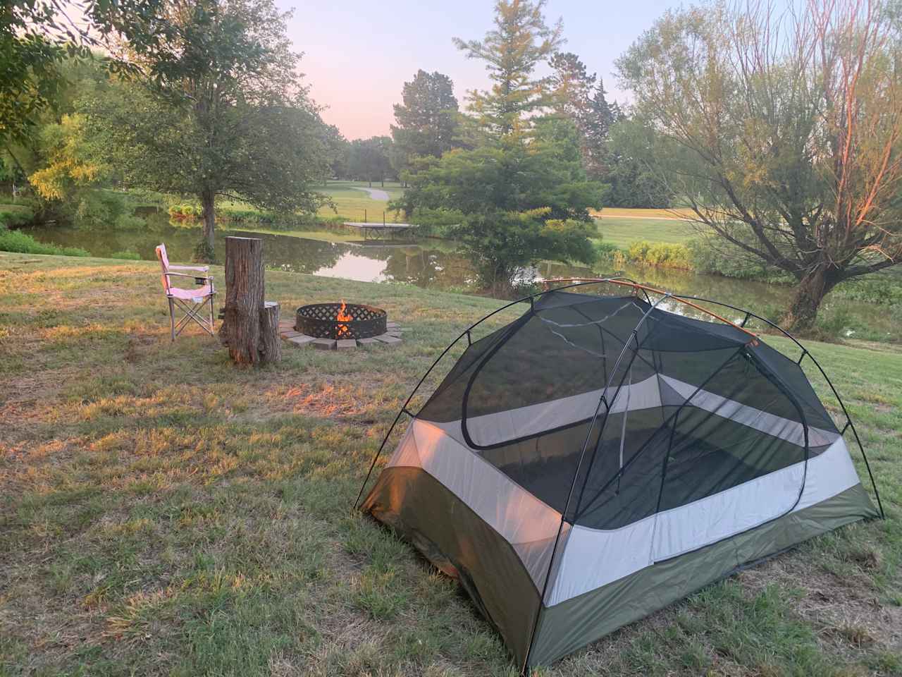 The tent camp site and view. This is a large camp site and would easily accomodate two to three tents.