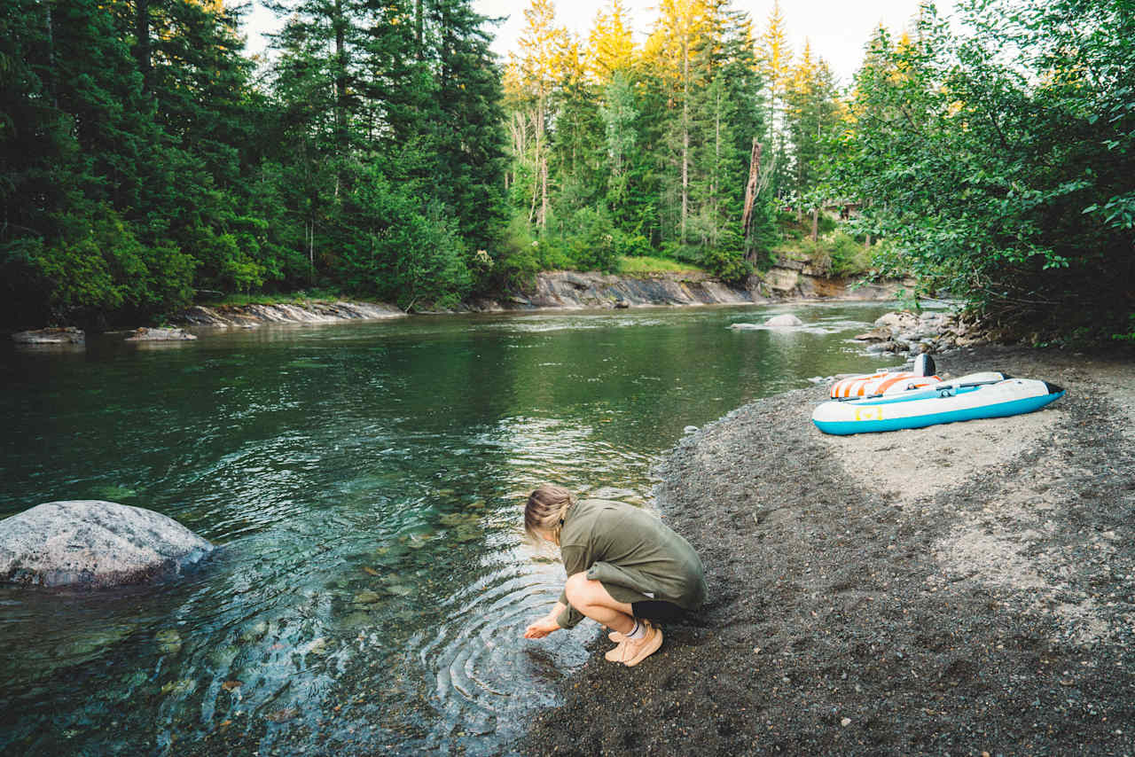 The private beach below the campsites.