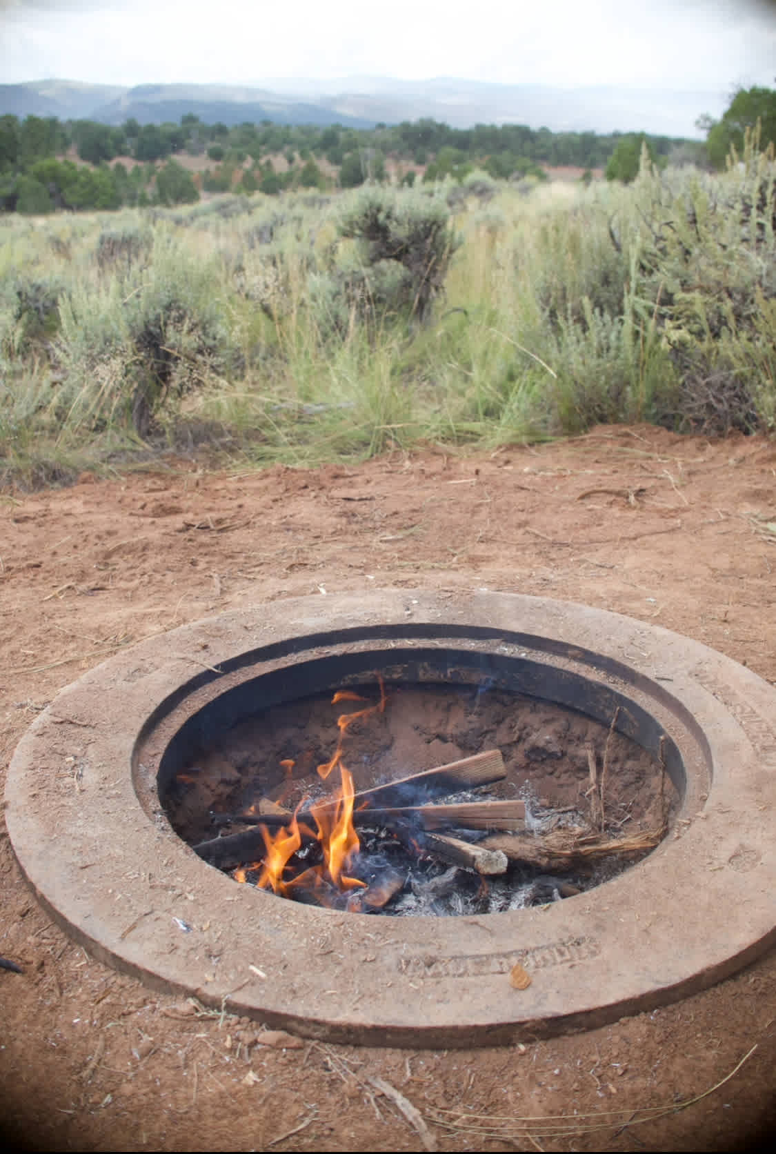 Fire ring created from an old man hole