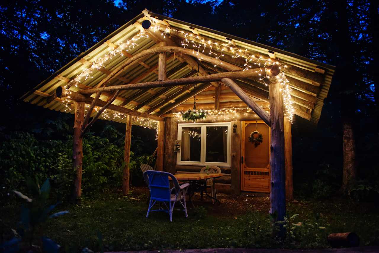 Cabin at night