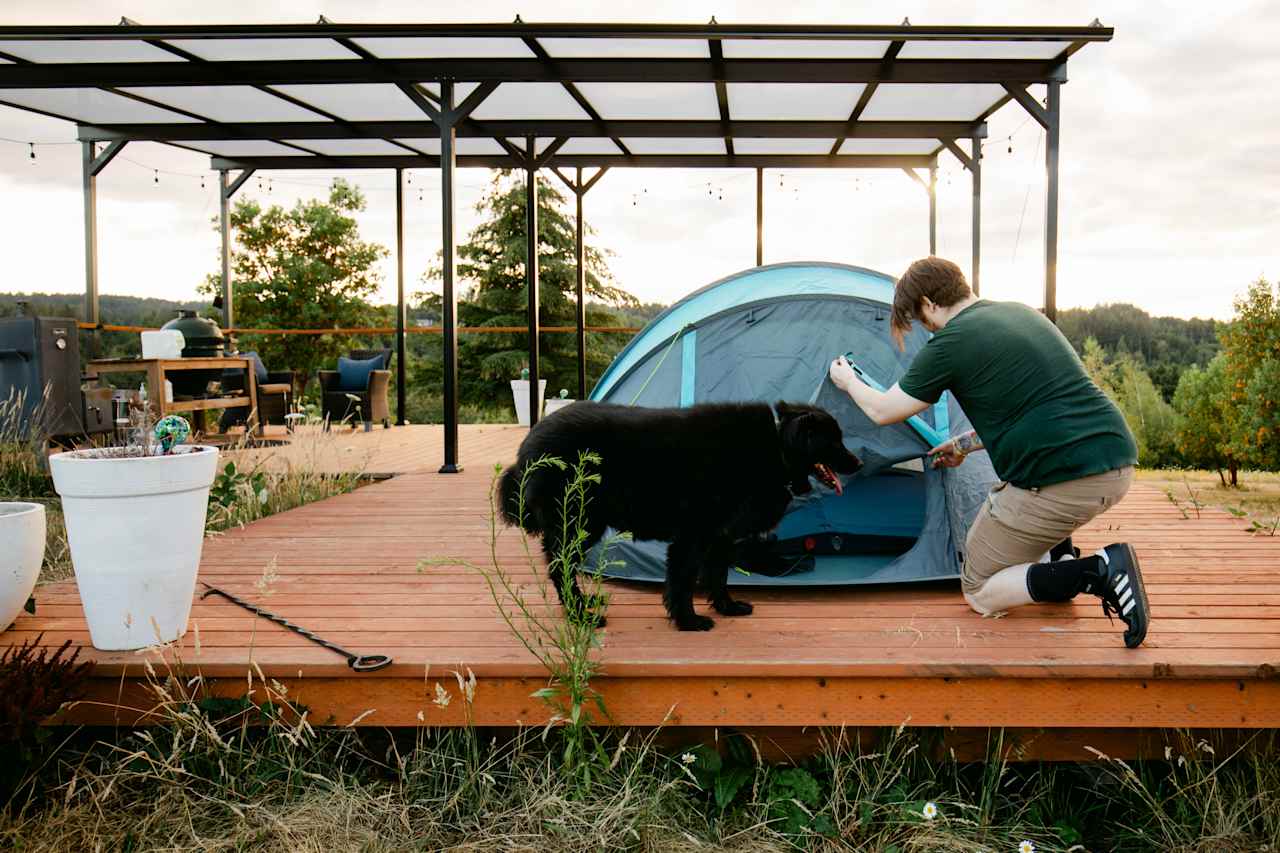 Spacious portion of the deck to set up your deck! 