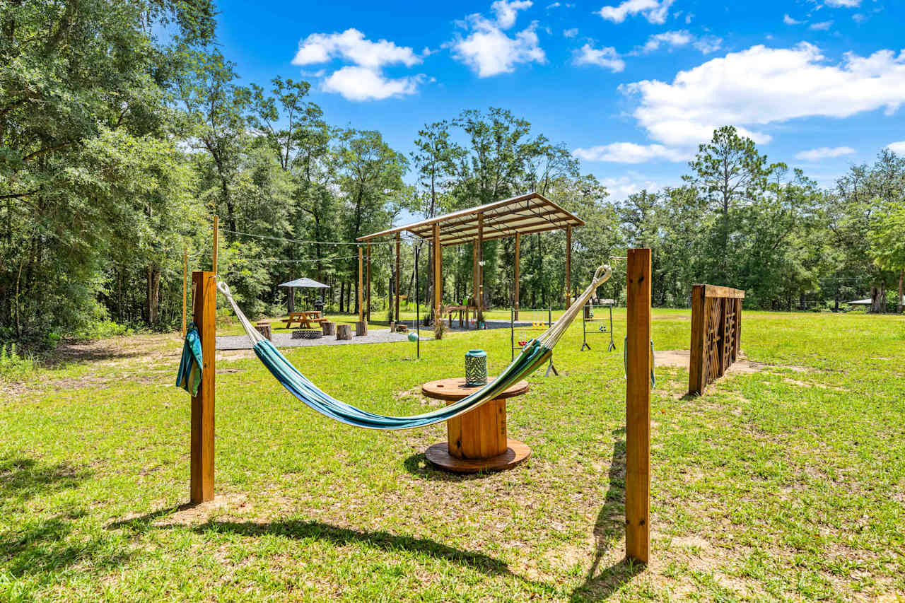 Kick back & relax in the hammock area