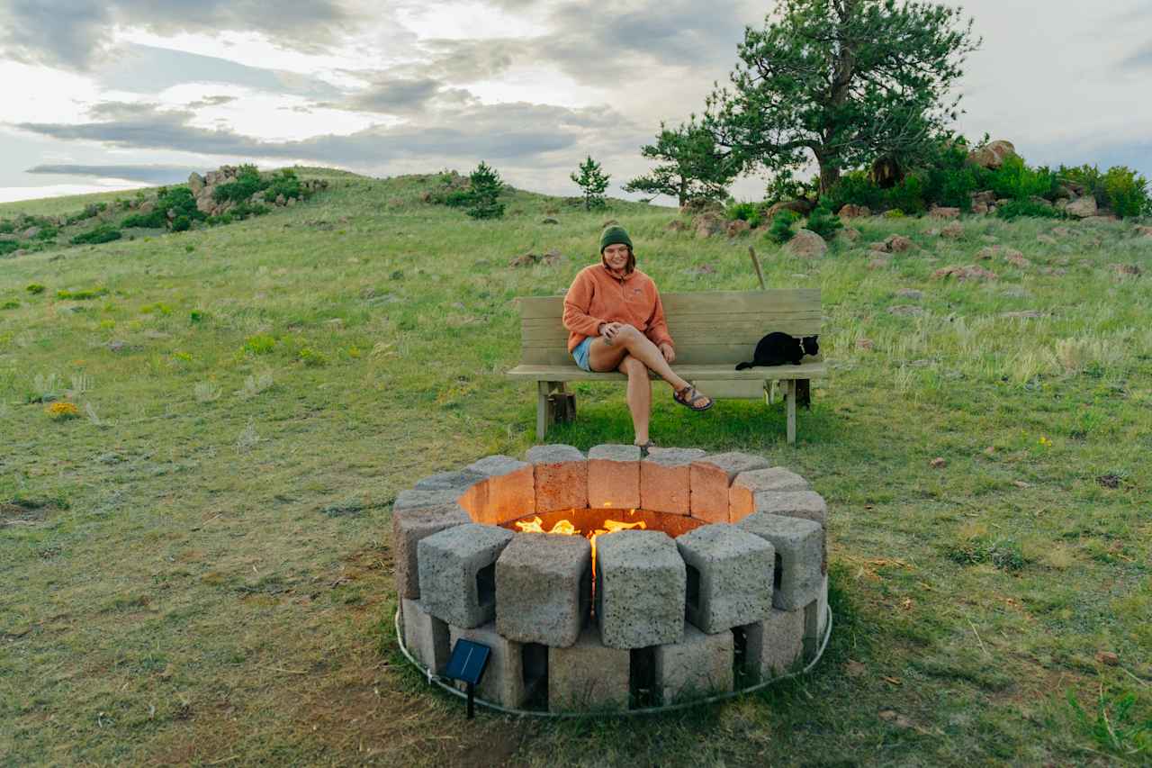 The firepit can be used with propane or wood!