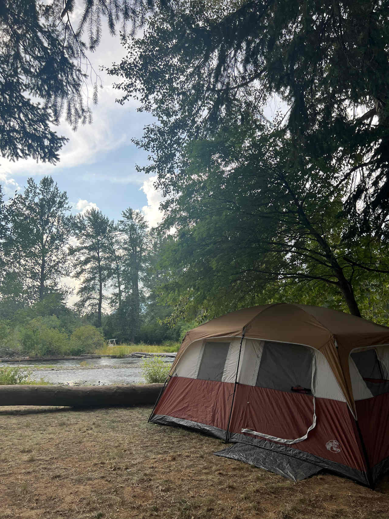 Our tent setup right near the river. Amazing experience 