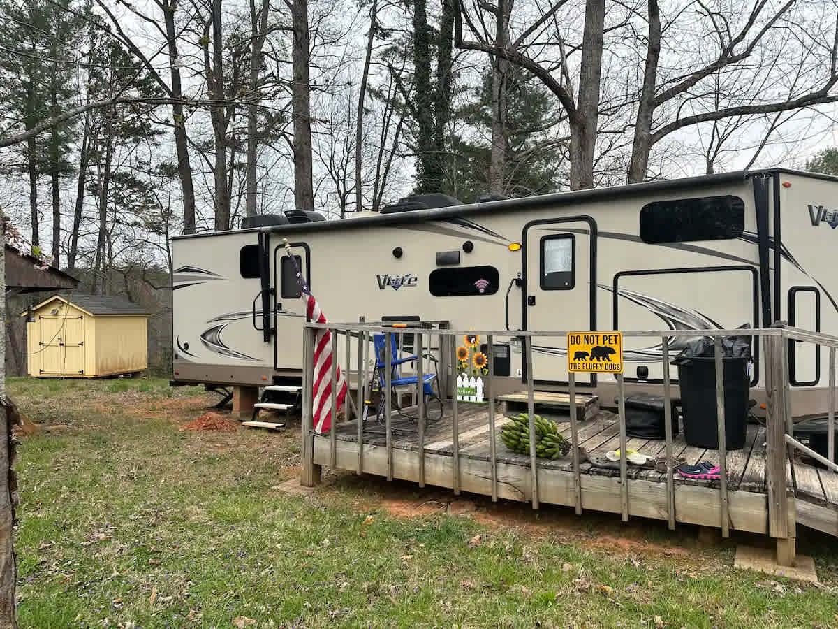 Waterfalls And Cozy Camper