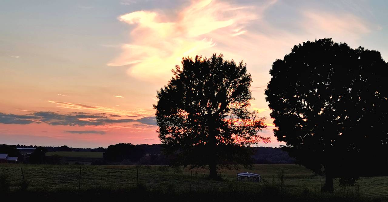 Amazing sunset taken from the rig looking across the road. 