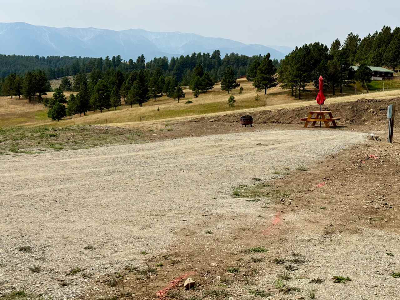 45FT RV PAD, compacted gravel that is very level.