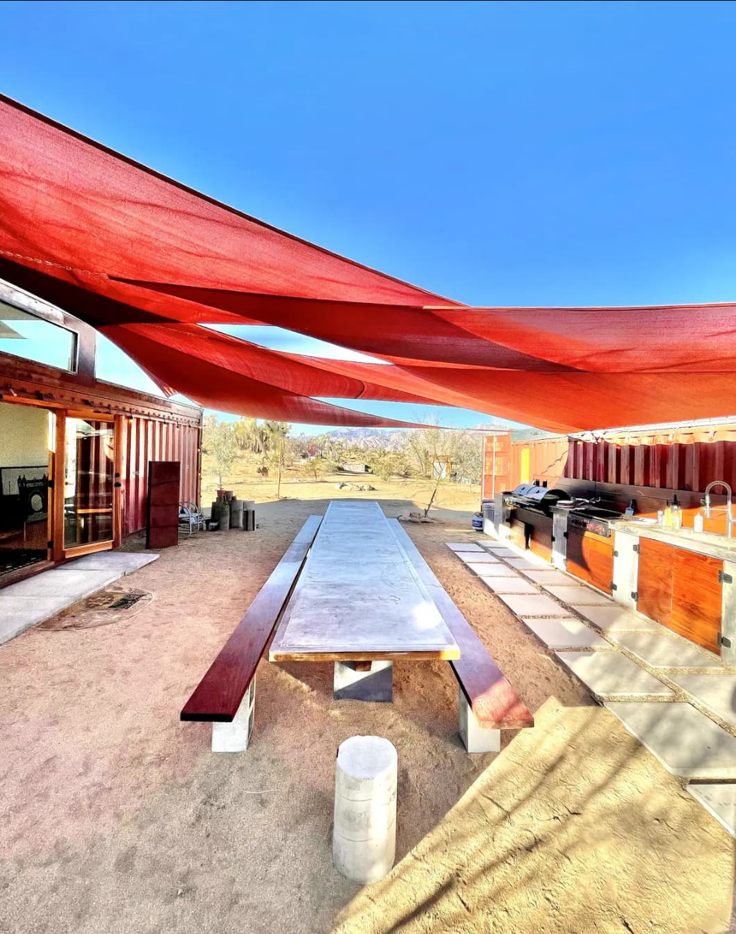 Shared outdoor kitchen.
