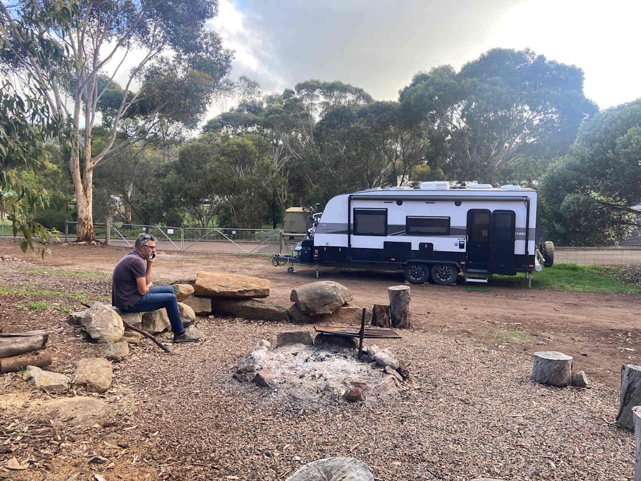 Enjoying the camp fire. 