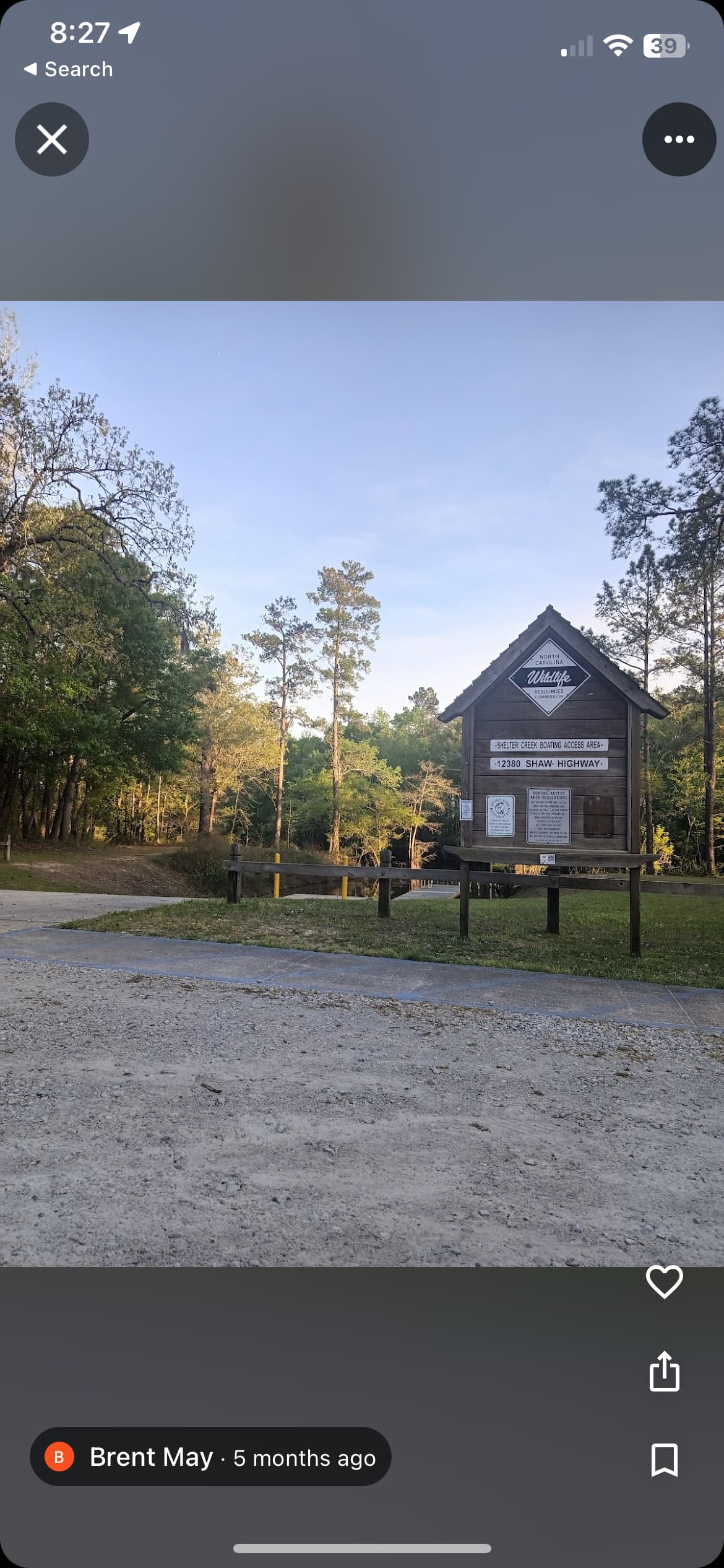 Shelter Creek boat ramp and fishing area.
Kayak launch 
Just 10 minutes away off of Shaw Hwy