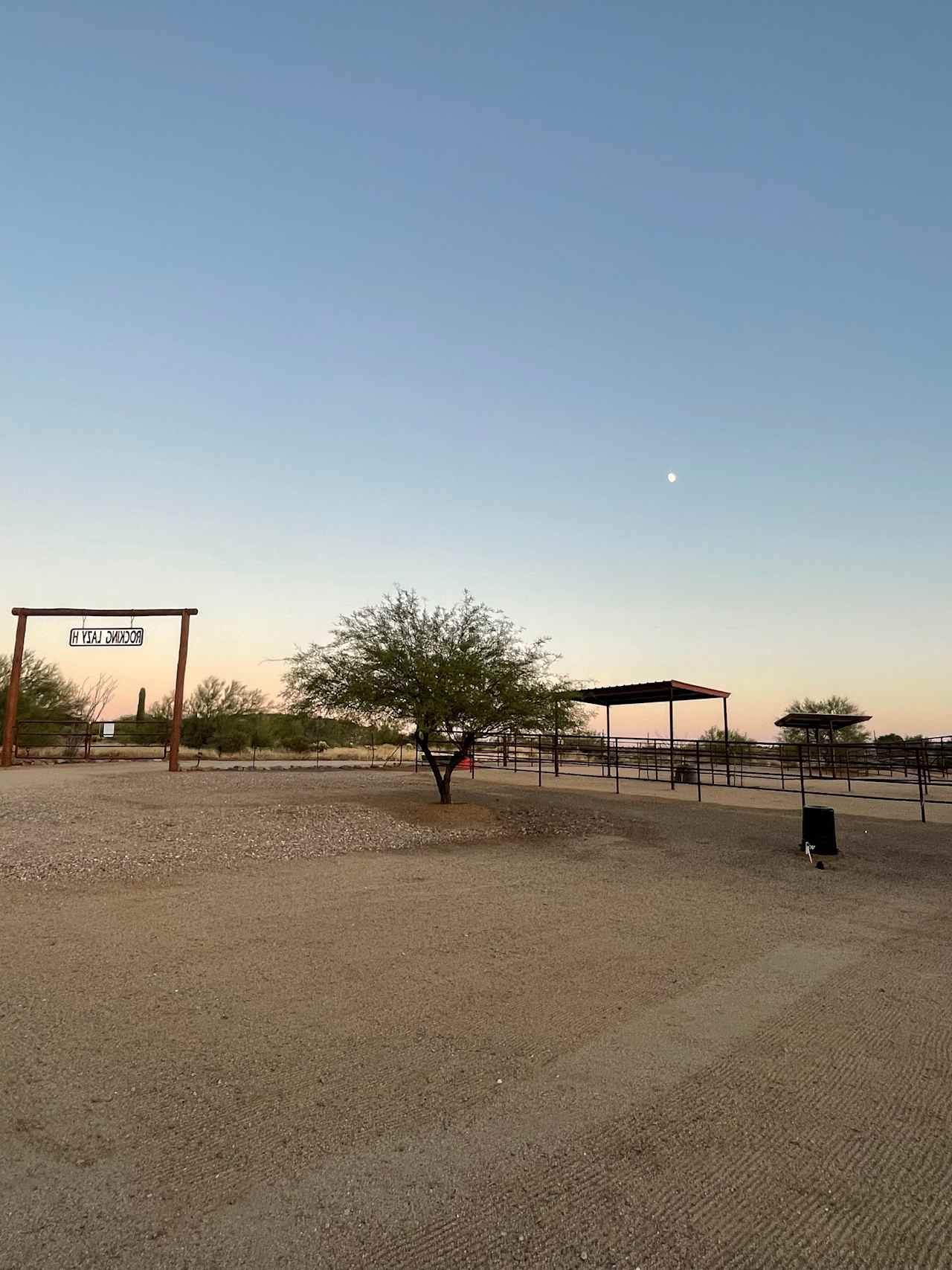 Facing south east of where your trailer will be parked. Gorgeous look at the moon, then face west to enjoy the sunset.