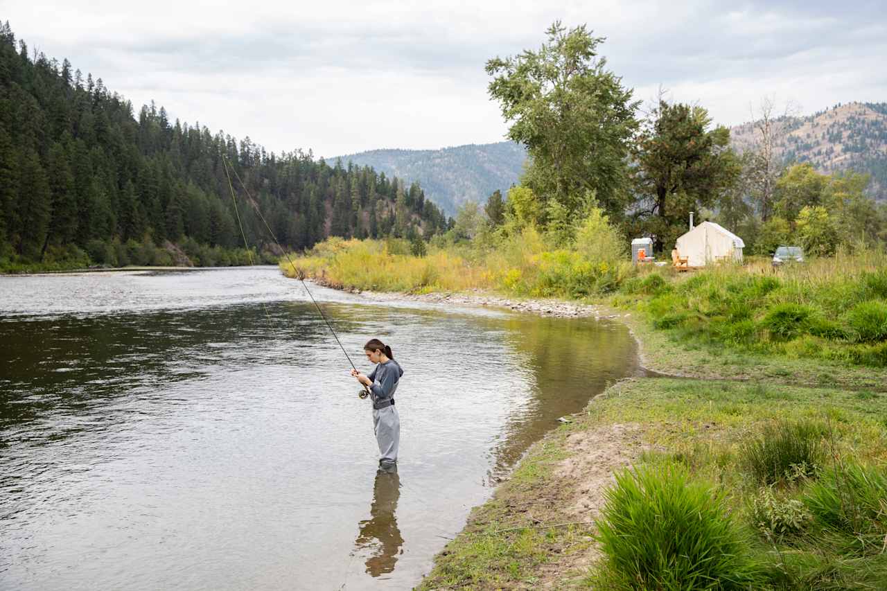 Fishing on the Clarks Fork, which runs right through the property.