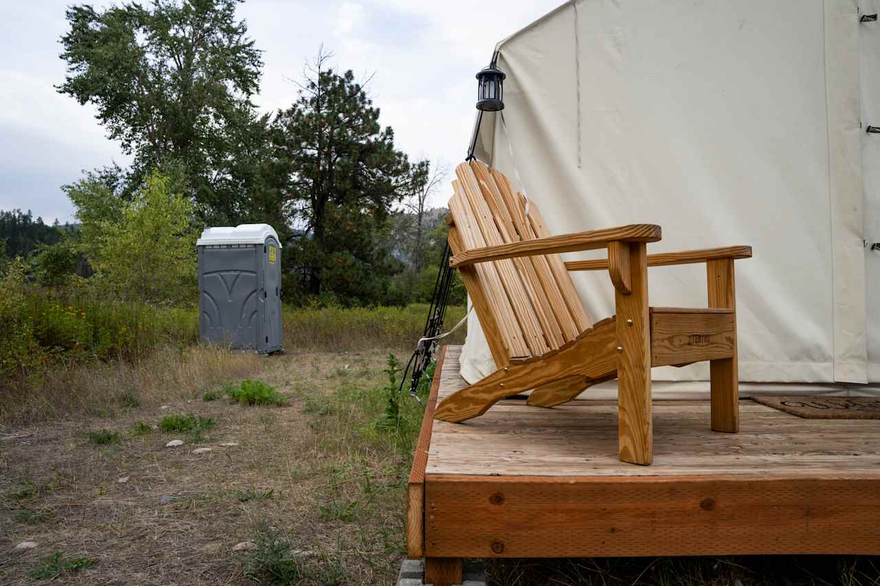 A very! clean porta-potty is available at each campsite.