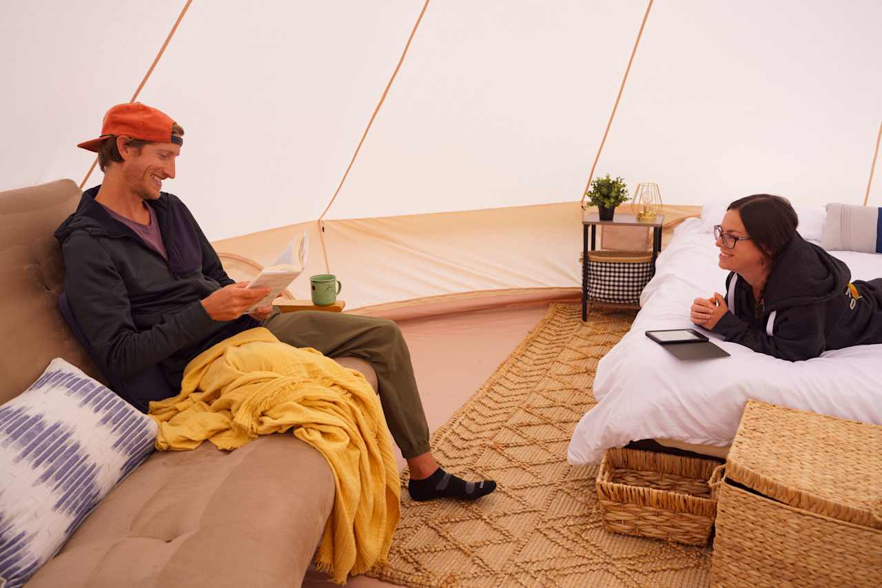 Although it was overcast in the morning inside the yurt felt so bright which we enjoyed before heading out.