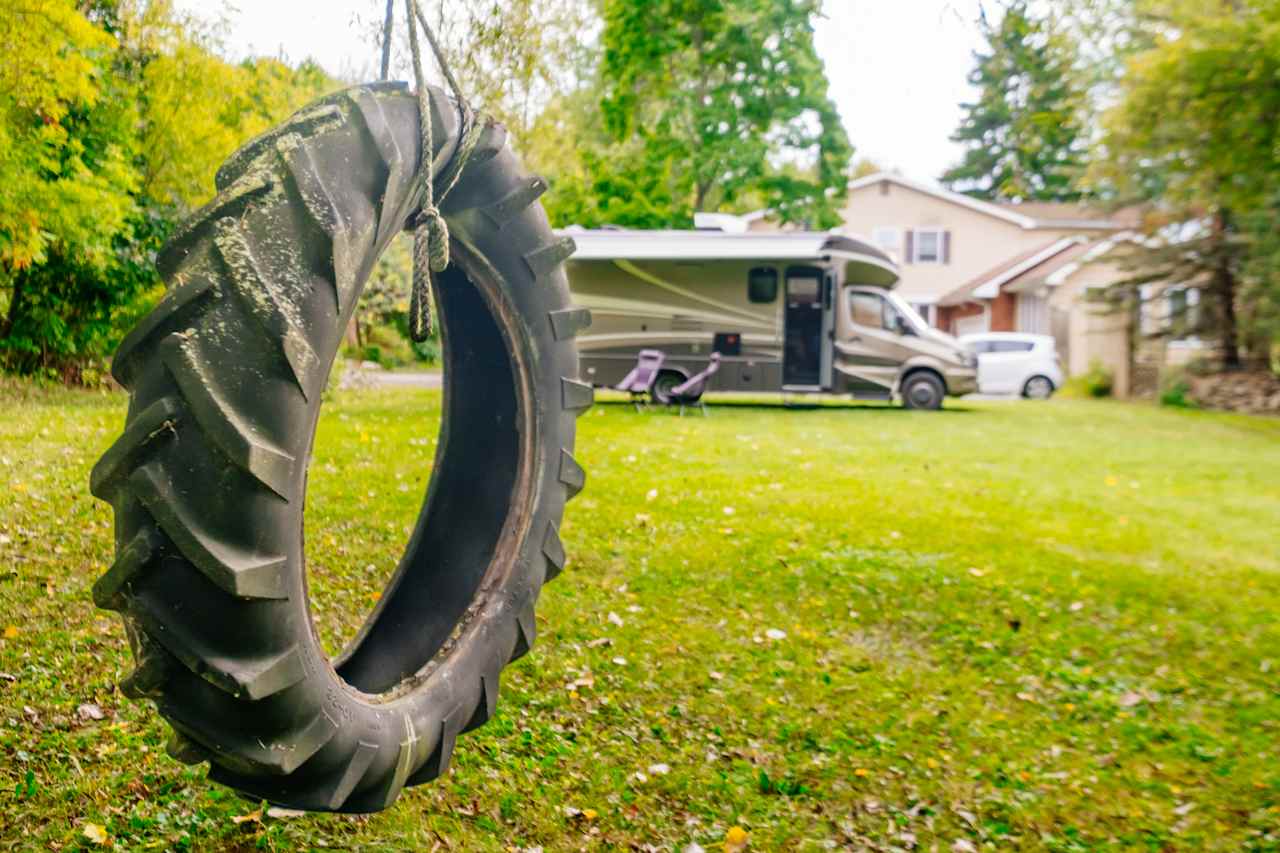 Tire swing for the kids.