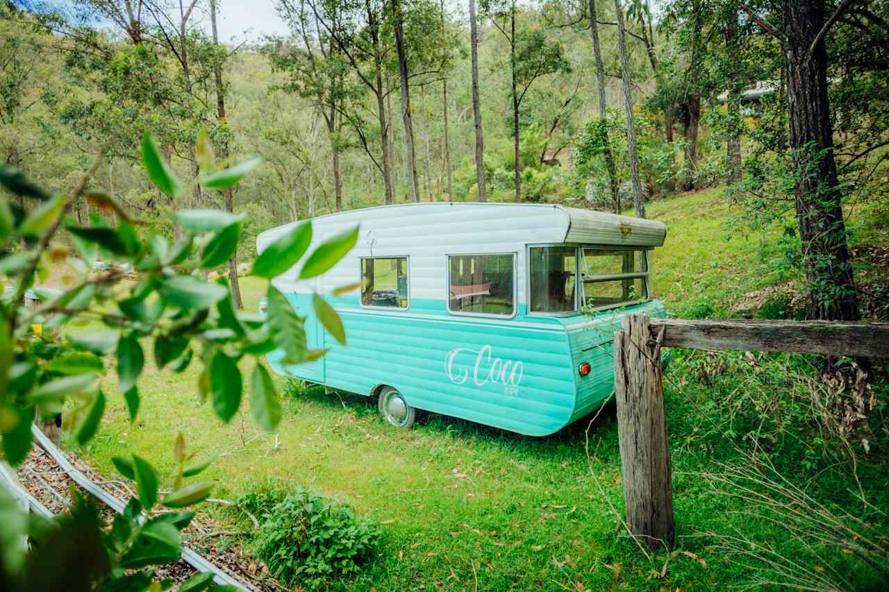 old school caravan on the property