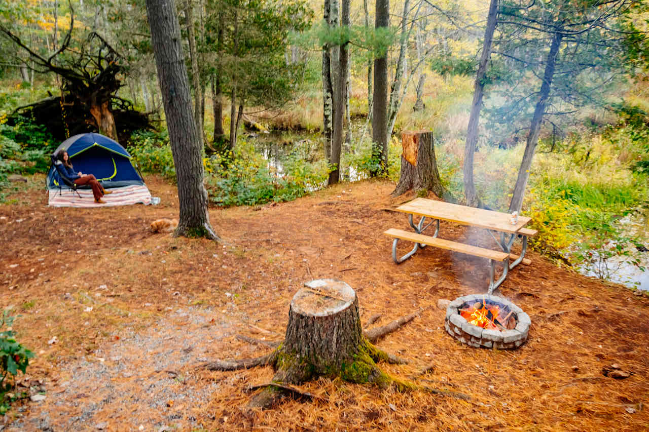 Campsite next to the river.