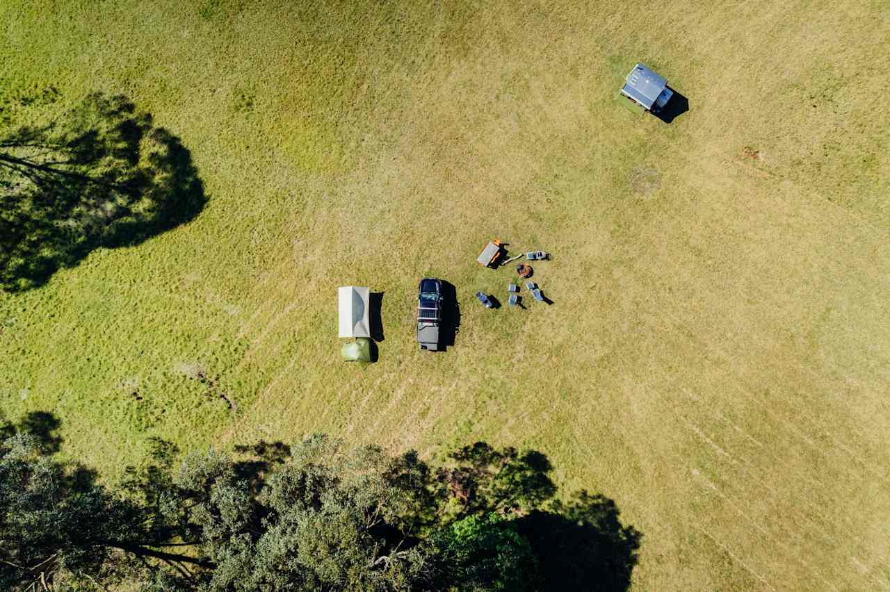 birds eye view of the campsite