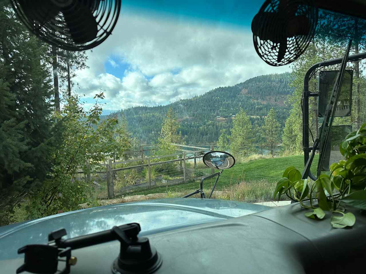 Windshield view.  The garden is below. 