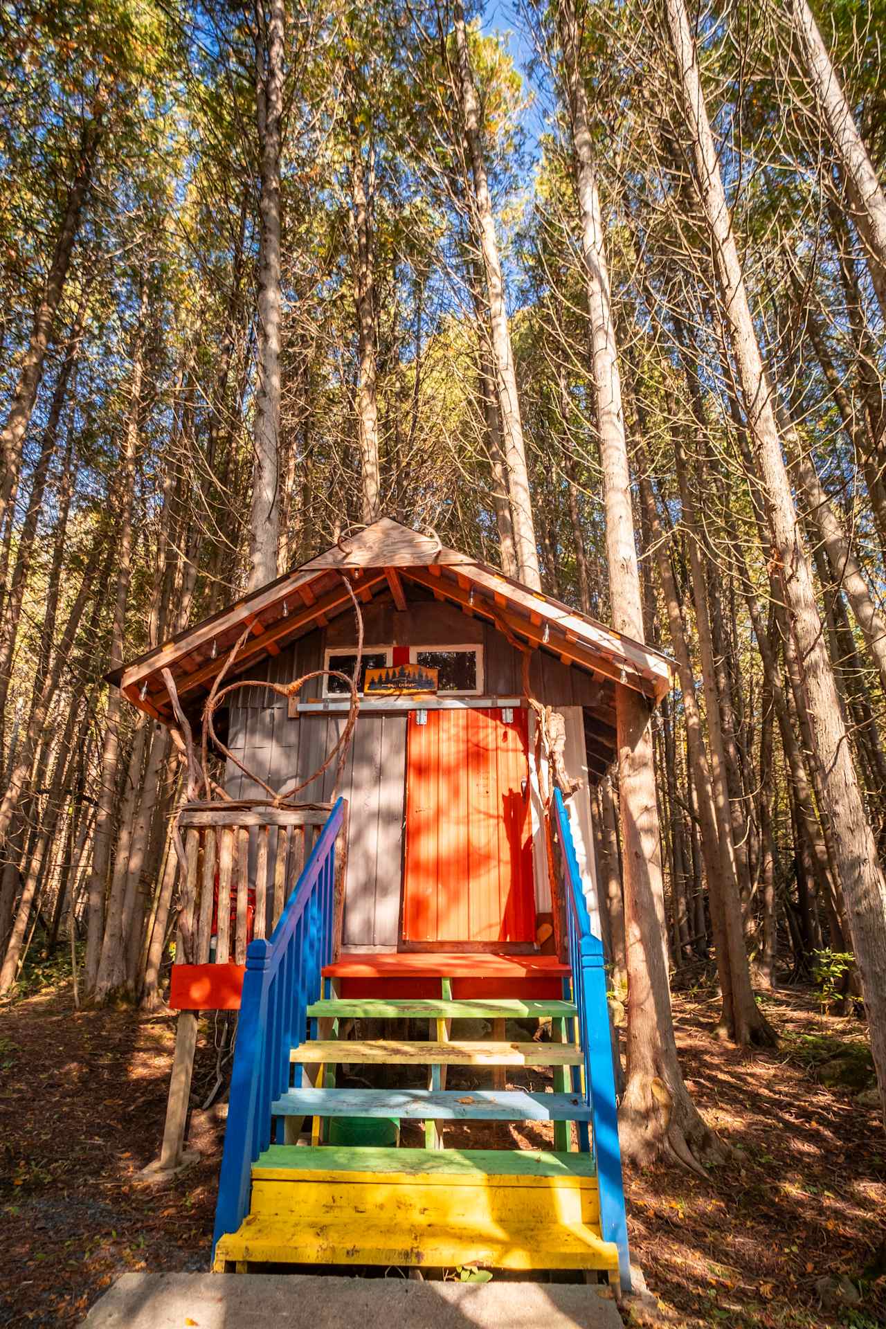 Colorful little treehouse.