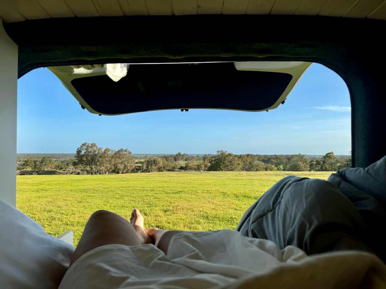 Laying out in the open fields at Normies campsite is pure bliss. The wide, open space and gentle breeze make it the perfect place to unwind and soak up nature.