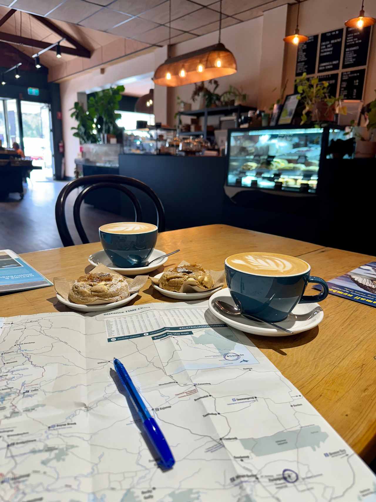 There’s a nearby coffee shop where you can plan the rest of your road trip while enjoying great coffee and amazing sweet treats. It’s the perfect way to fuel up for your adventures ahead!