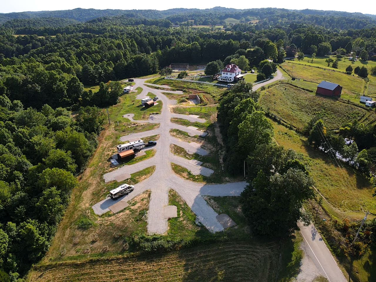 View of our 70" long sites with their concrete patios.