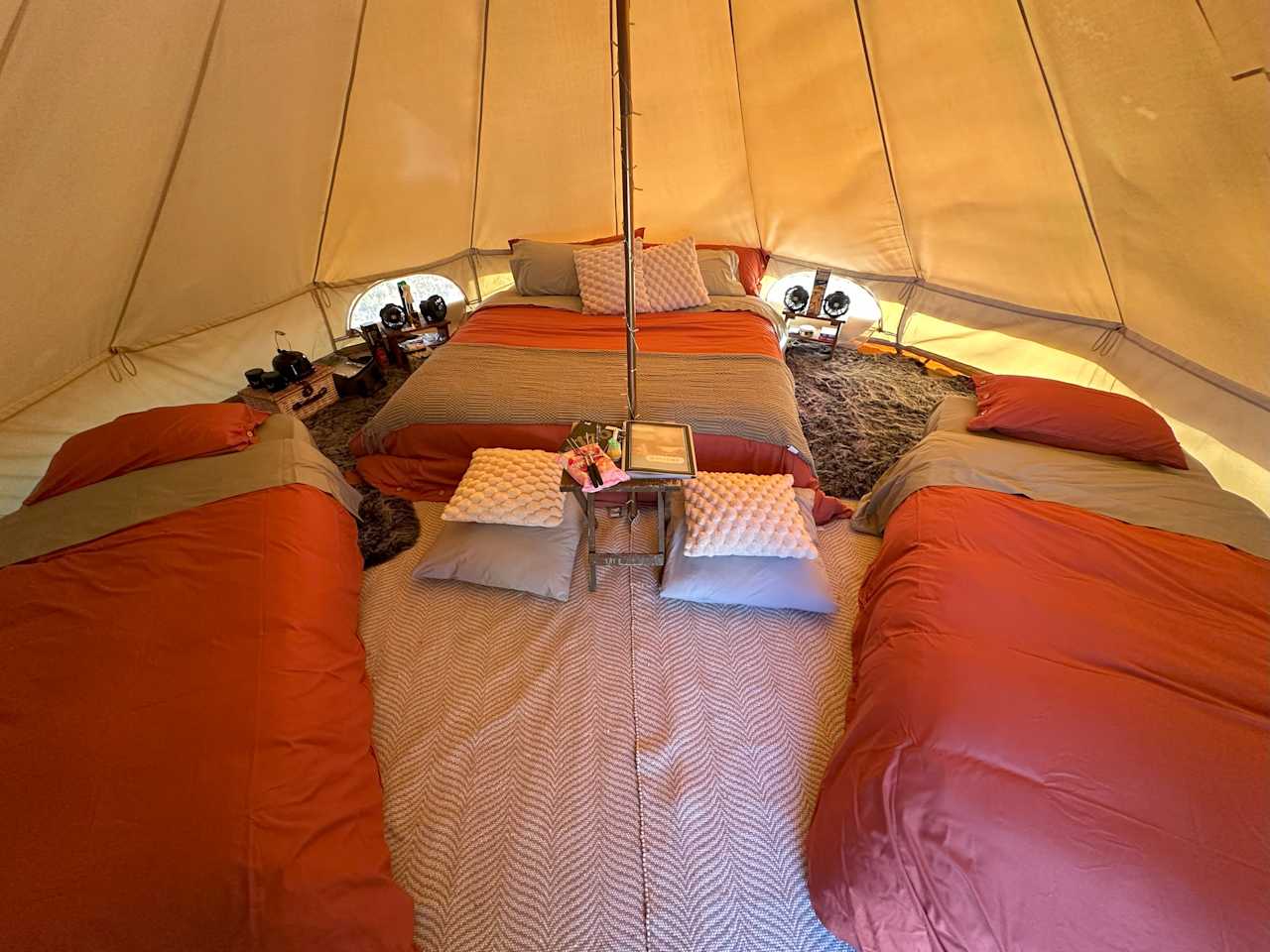 Original tent bedding arrangement