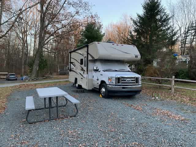 Large level site with table and fire ring