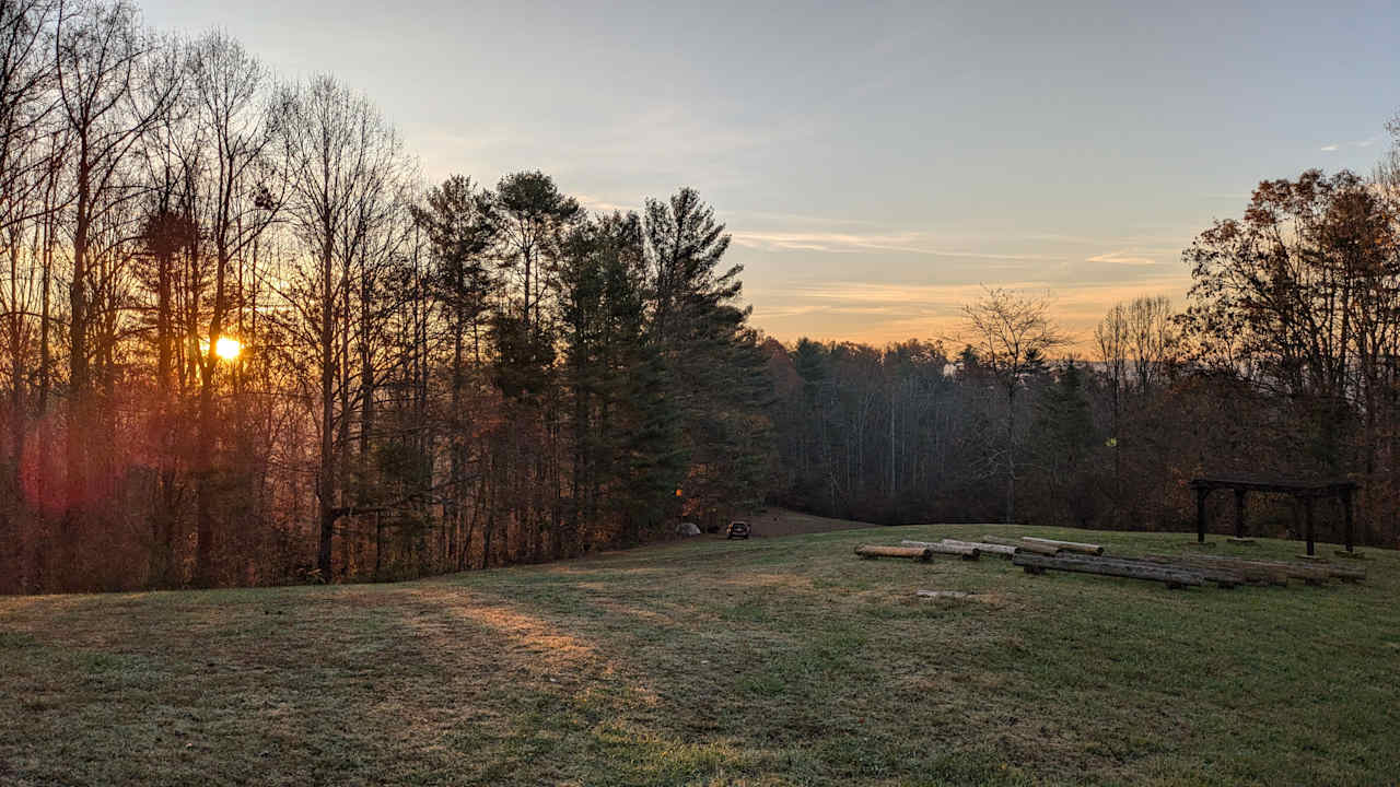 View of the campsite from the farmhouse