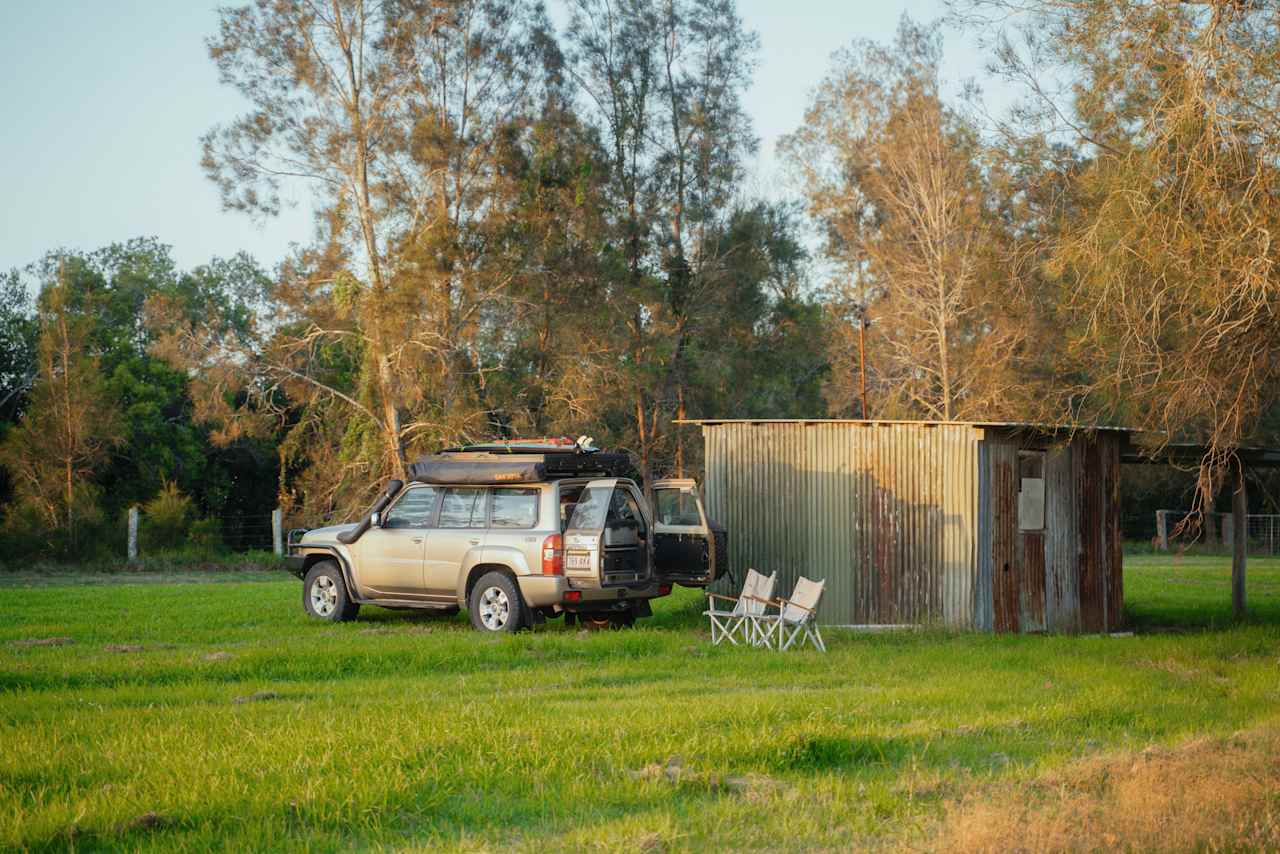 Picked the spot at the end of the property next to this shed.