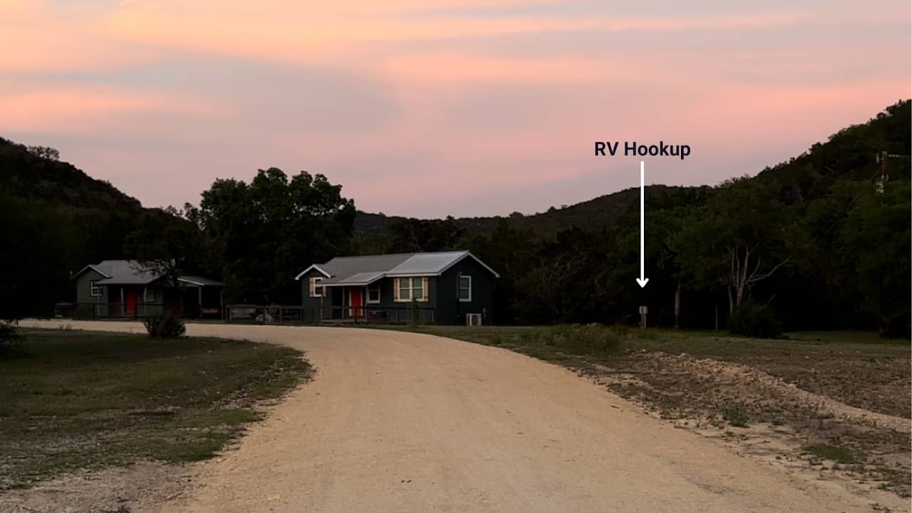 RV hookup is located next door to our two guest cabins. If you’re traveling with a larger group or need extra space, both cabins are available for rent. Each cabin offers comfortable accommodations and can be booked alongside your RV site—just inquire for details!