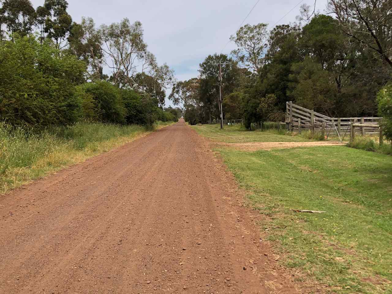 South view on Russells Rd at gate to site.