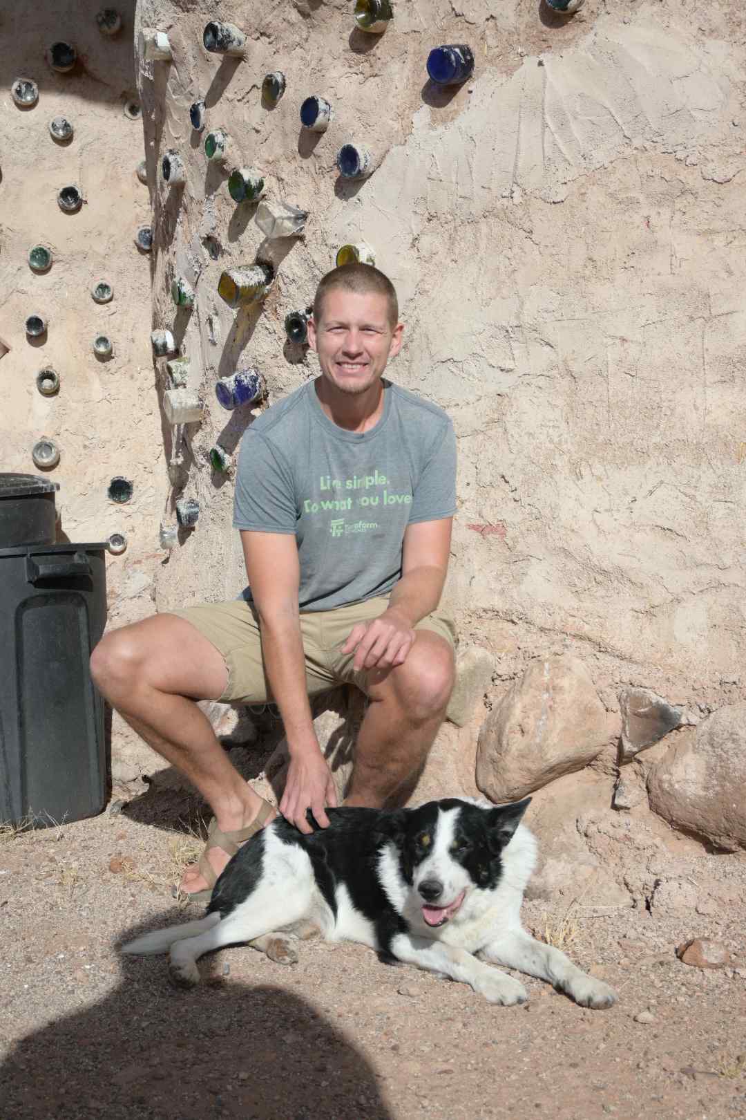 Richard in front of one of his handmade buildings.
He was very kind to our dogs.