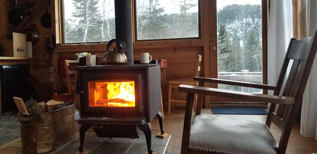 Keeping cozy by the fire