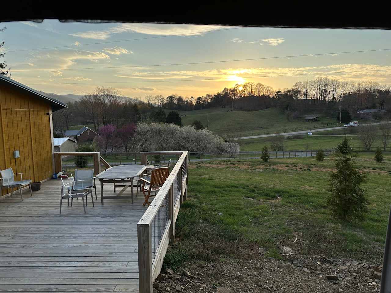 "boathouse" deck with mountain view