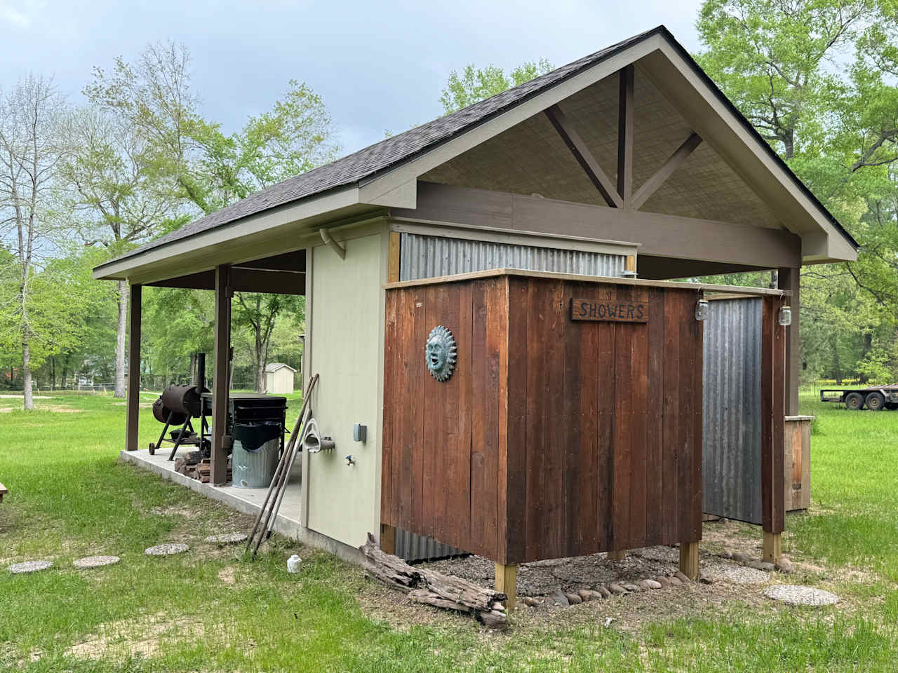 Outdoor shower at the pavilion