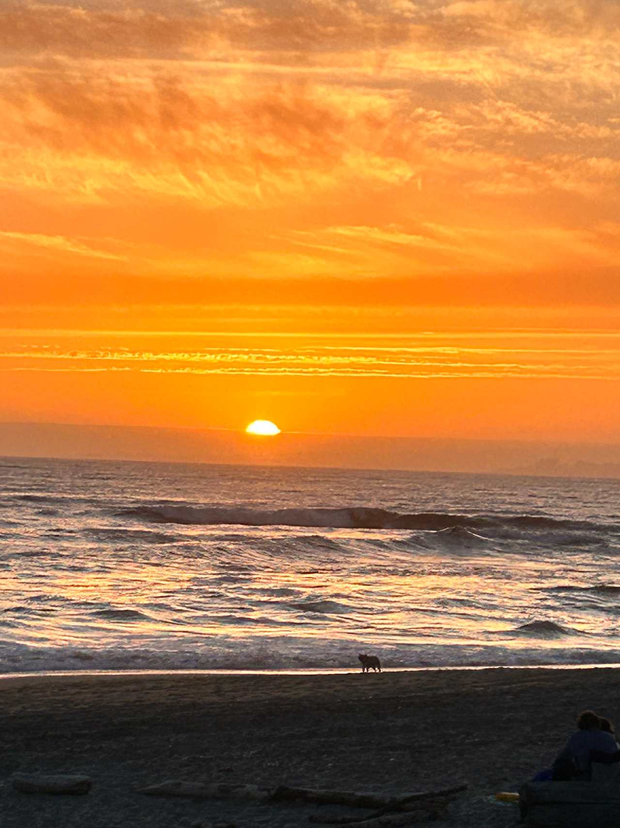 sunset at the beach, within easy walking distance from the campsite. 