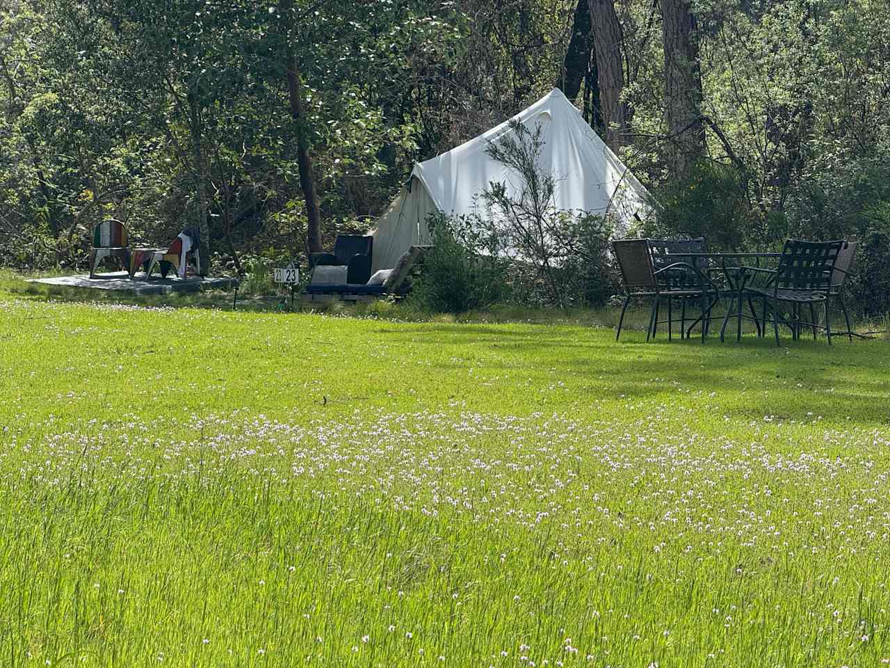 Big canvas Tent with meadow view