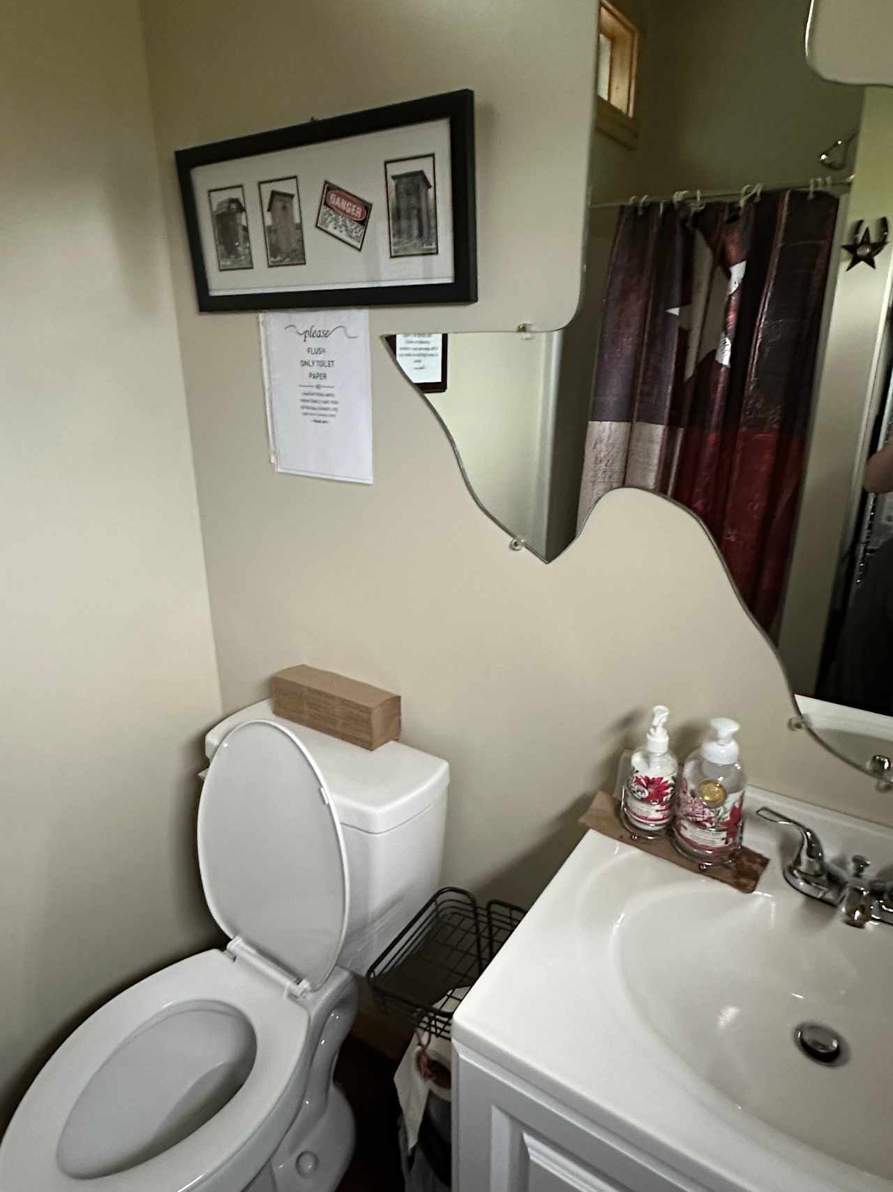 Flush toilet and hot shower 