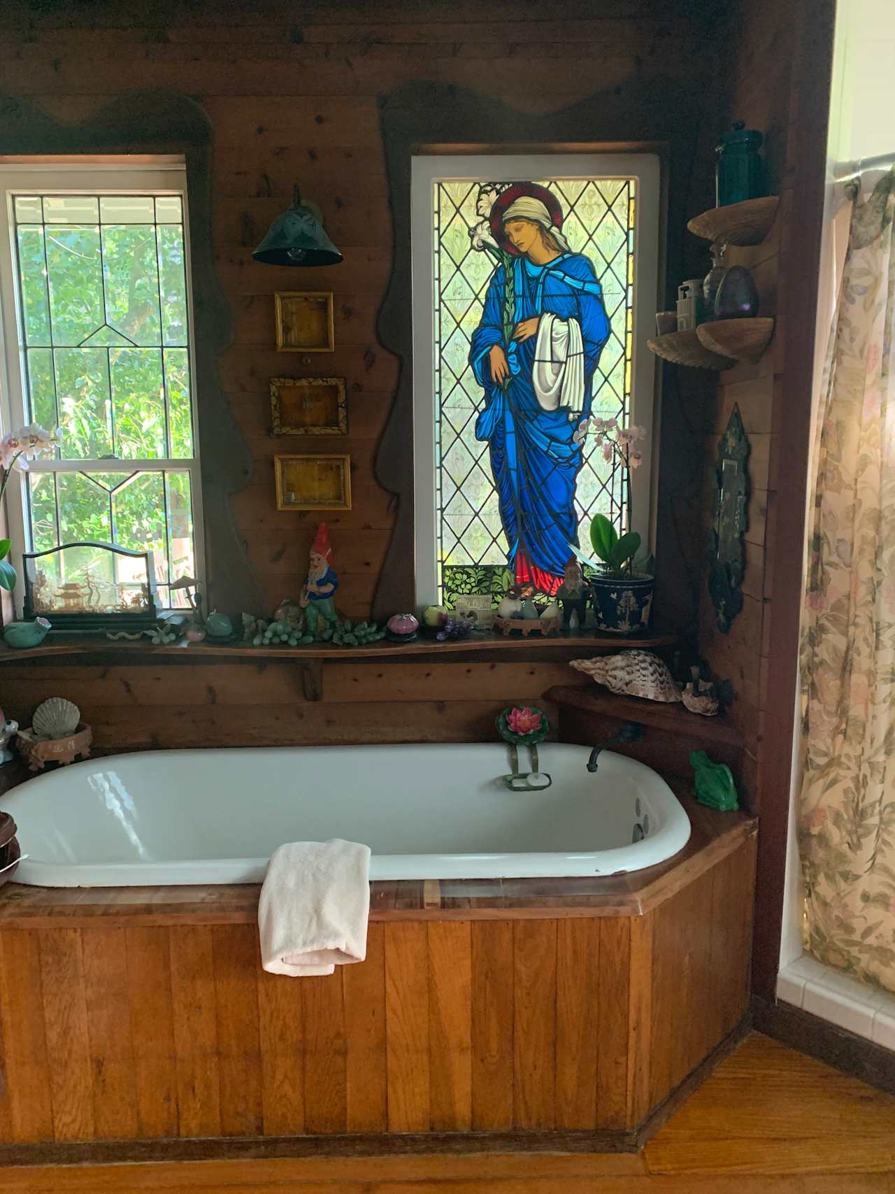 Cool stained glass in the powder room