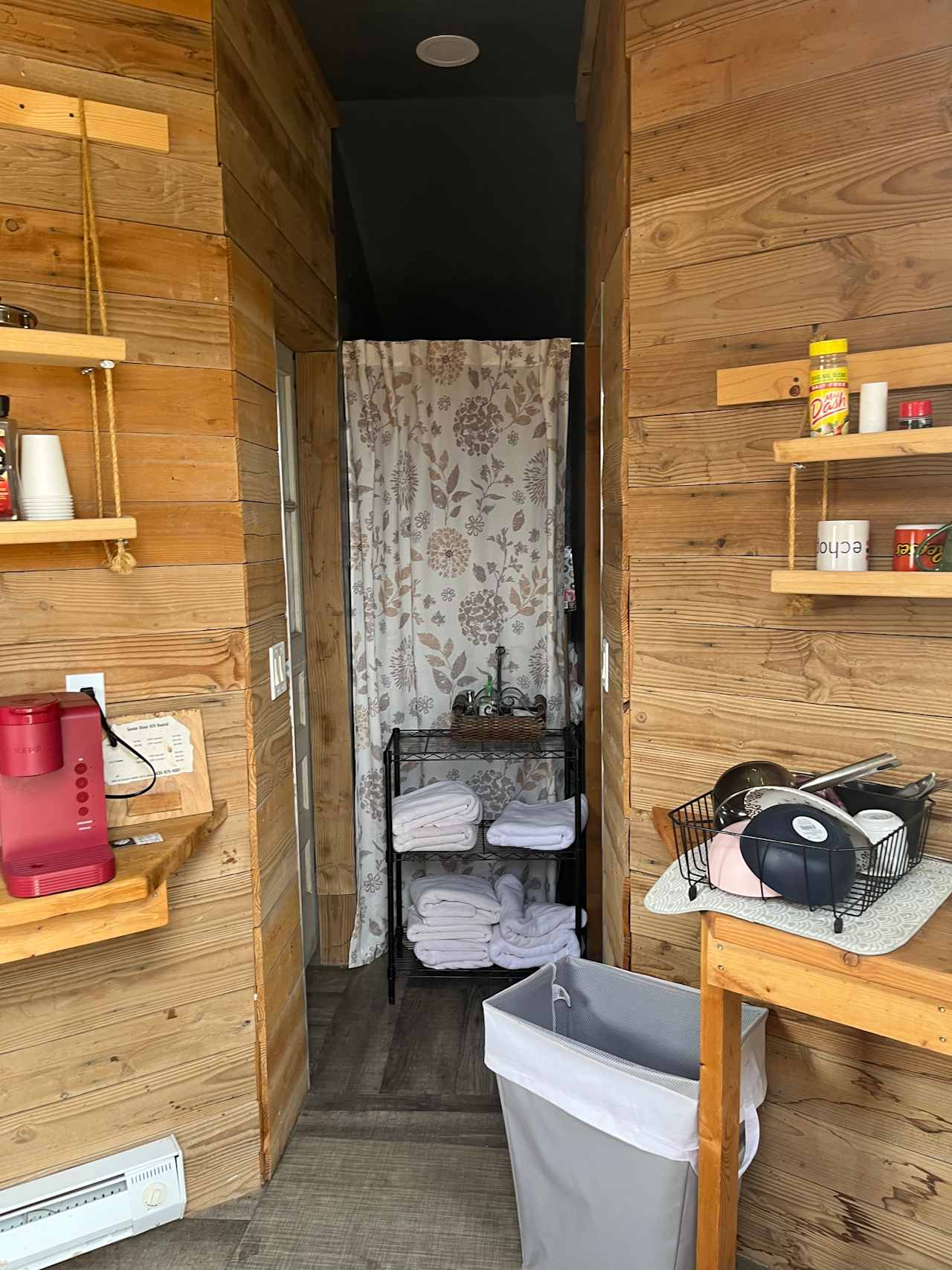 Bathrooms and kitchenette that are charming and clean. 